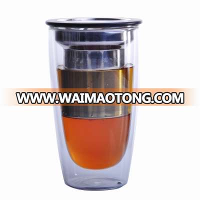 New Design Grace Clear Double wall glass tea maker cup, grace tea ware