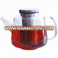 pyrex glass teapot with candle heating with infuser 1000ml/34oz factory wholesale glass teapot and warmer set