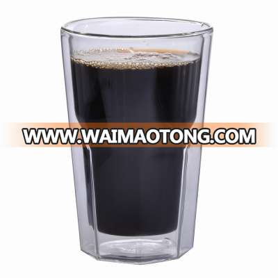 250ml/8oz double wall glass hot& cold coffee cup